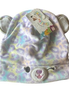 Kids Plush Animal Beanie Hat - Pastel Leopard Print